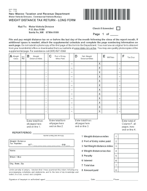 New Mexico Weight Distance Quarterly Tax Return  Form