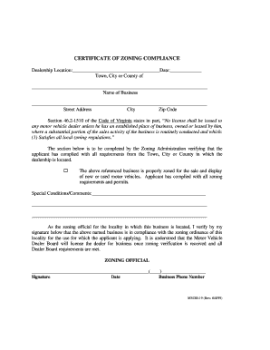 Zoning Form Mvdb Virginia 19