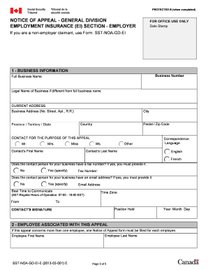 Canada Employment Form