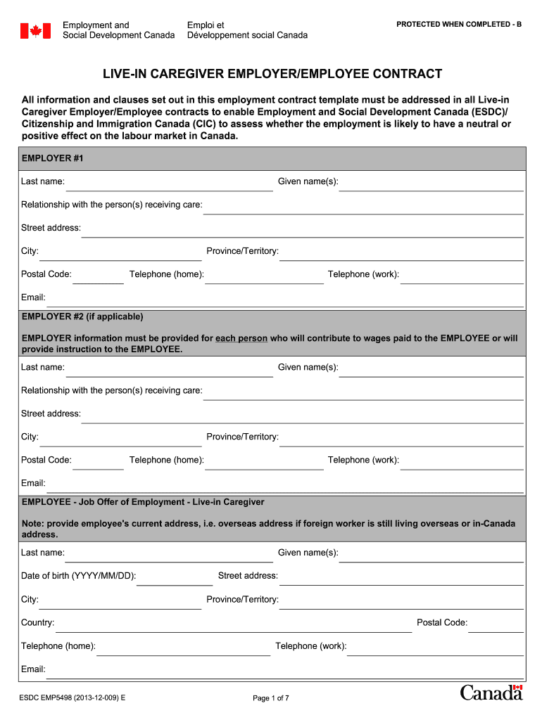 Employer Canada Contract  Form
