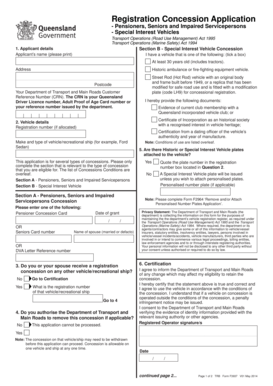 Registration Concession Application Queensland Government Support Transport Qld Gov  Form
