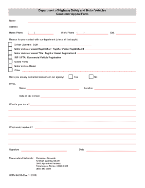 Florida Consumer Form