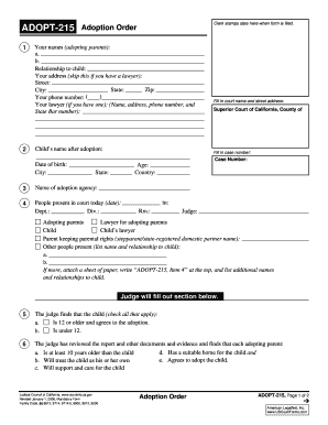  California Adoption Order Form ADOPT 215 2024