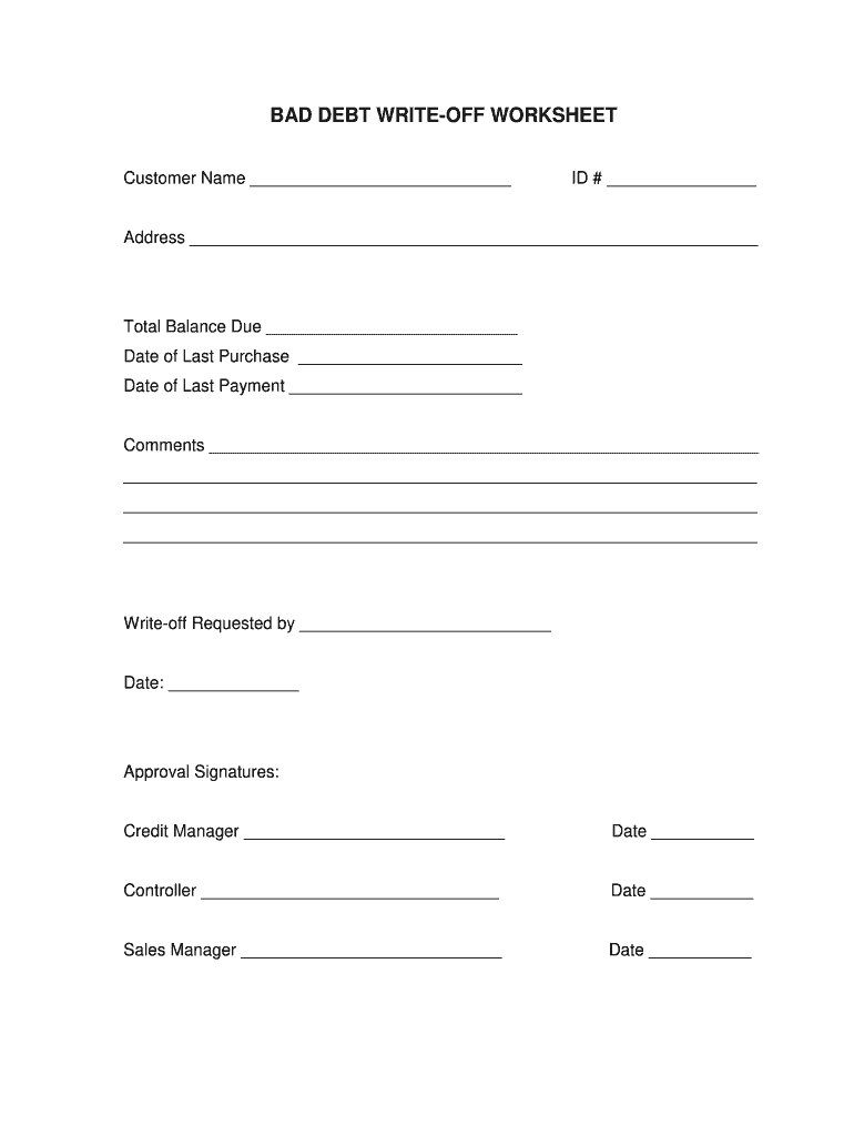 Bad Debt Write off Method  Form