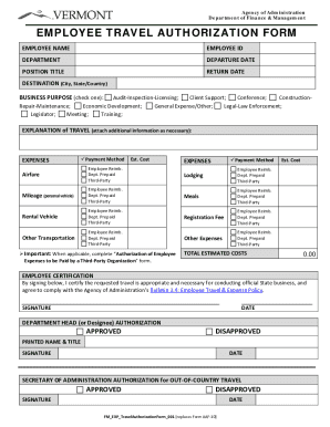 Travel Authorization Form