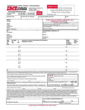 BOL Form Lakeville Motor