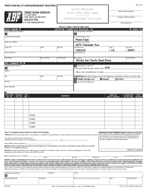 Abf Freight Bol PDF  Form