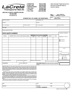 La Crete Transport Bol  Form