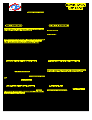 Clorox Data Sheet  Form