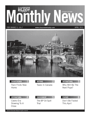 Classroom Ready Monthly News  Form