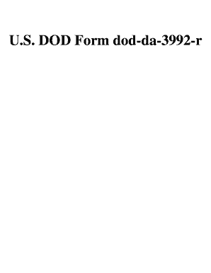U S DOD Form Dod Da 3992 R U S Federal Forms
