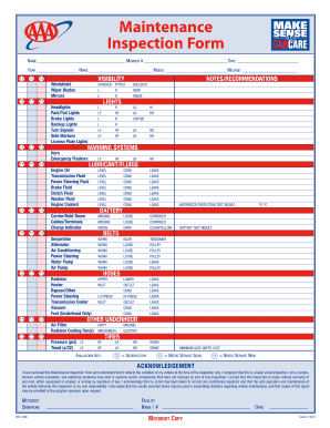 Aaa 40 Point Inspection Checklist  Form