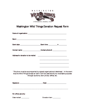 Washington Wild Things Donation Request  Form