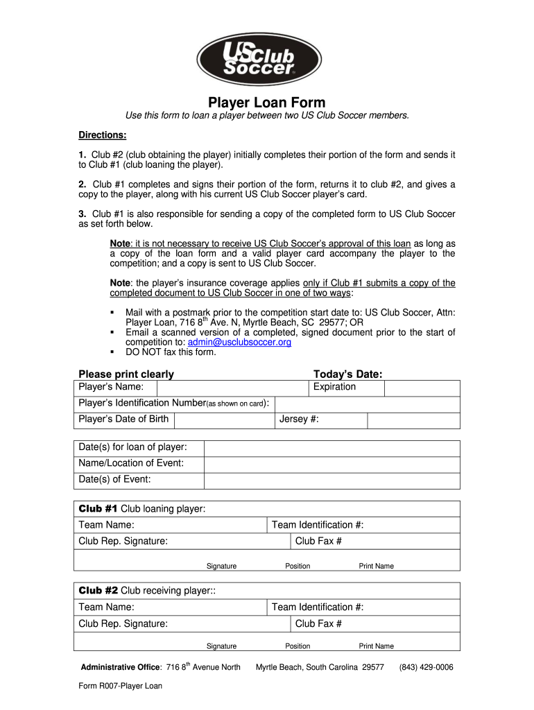 Us Club Loan Form