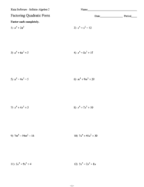 Big Old Factoring Worksheet Answers  Form