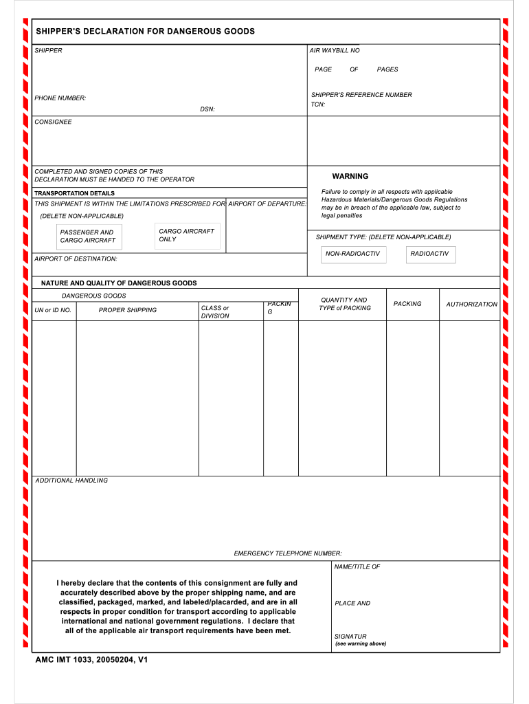 Dangerous Goods Form PDF