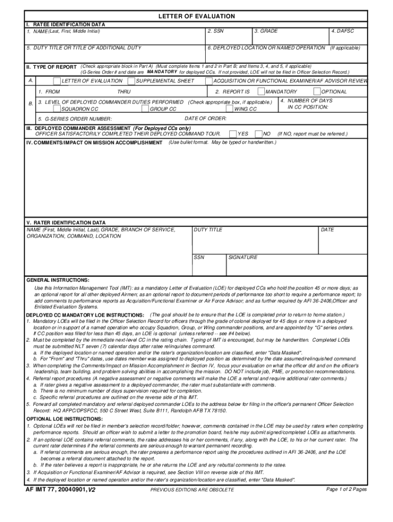  Af Form 77 2004-2024