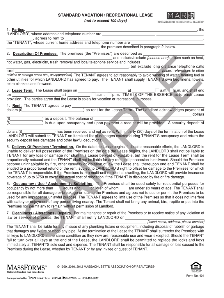 Form 404 Standard Vacation  Recreational Lease  WordPress Com