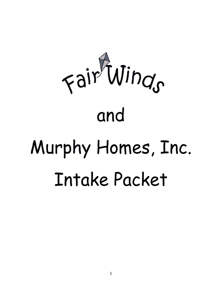 And Murphy Homes, Inc Intake Packet Fairwinds Group Home  Form