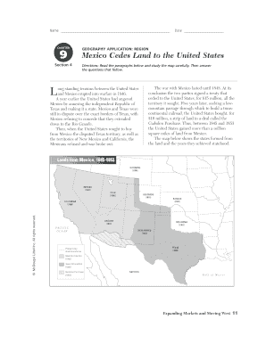 Mexico Cedes Land to the United States Answer Key  Form