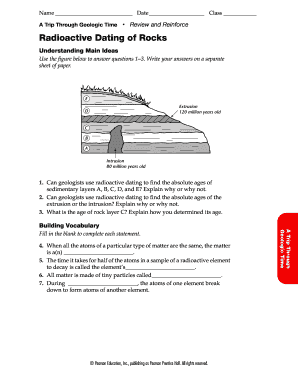 Radioactive Dating Review and Reinforce Answer Key  Form