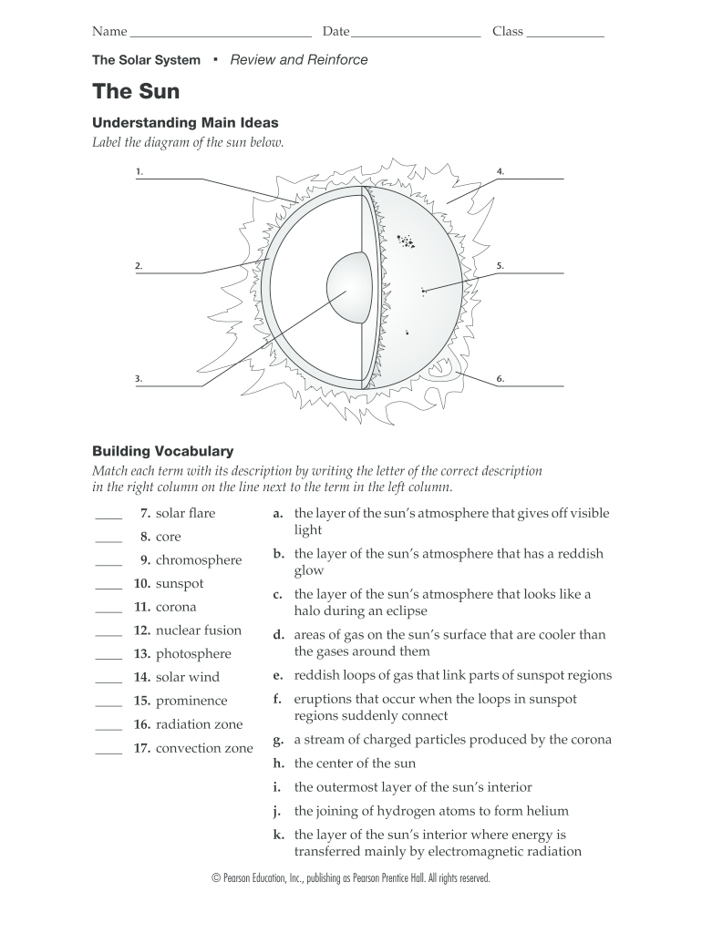 Sun Worksheet Answers  Form