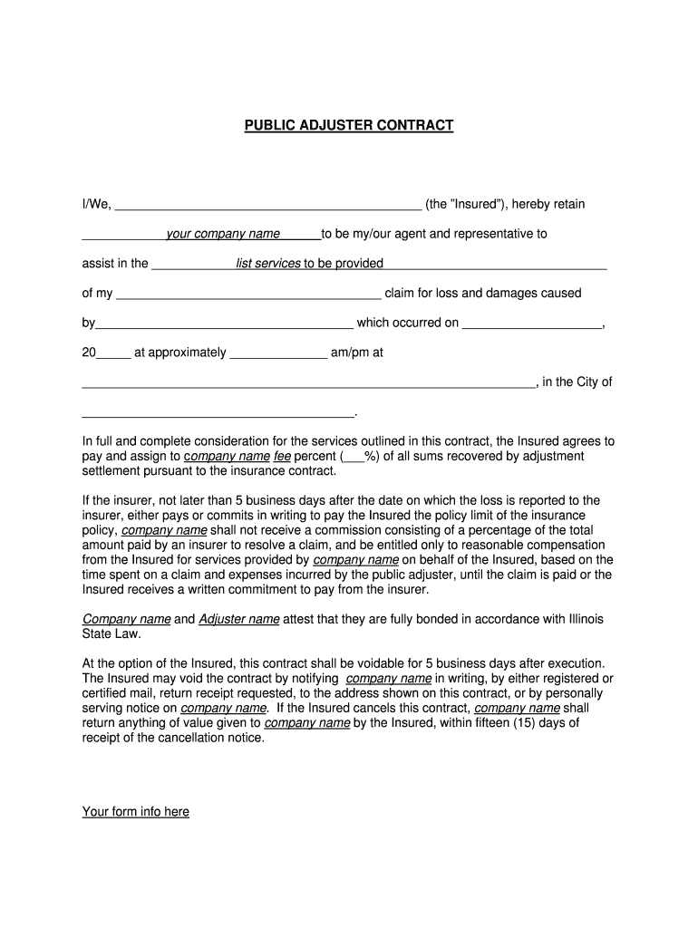 Insurance Contract Template  Form