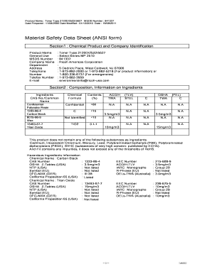 Safety Data Sheet for Ricoh Mp 3554 Toner  Form