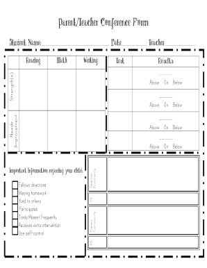 Parent Teacher Conference Form