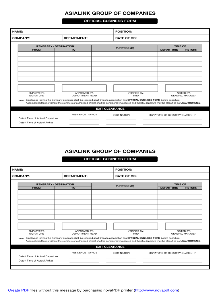  Official Business Form 2011