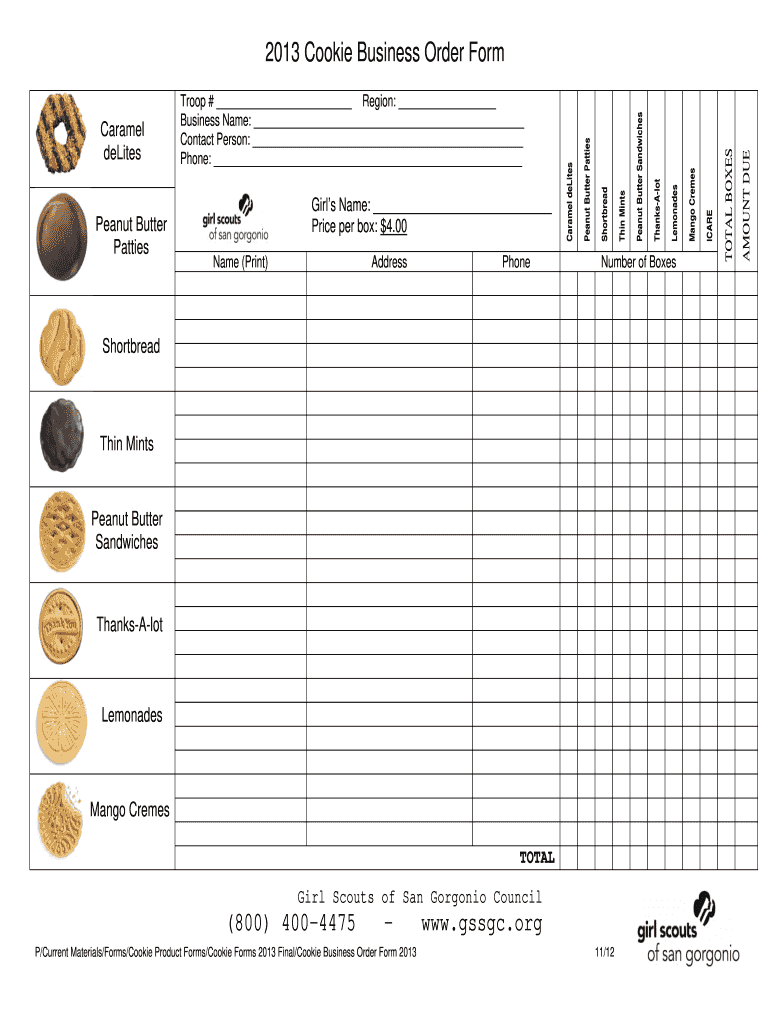 Printable Cookie Order Form Template Complete with ease airSlate SignNow