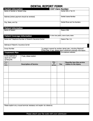 Dental Report Form