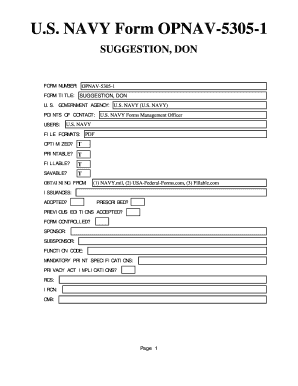 Opnav 5305 1 Don Suggestion Form