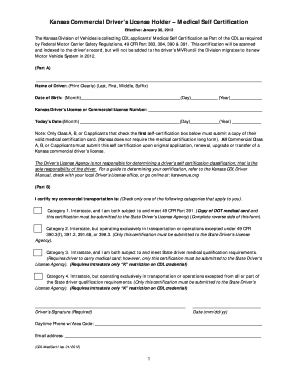 Kansas Cdl Self Certification - Fill Out and Sign Printable PDF Template |  signNow
