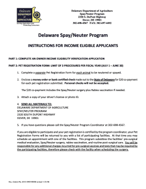 Delaware Spay and Neuter Program  Form