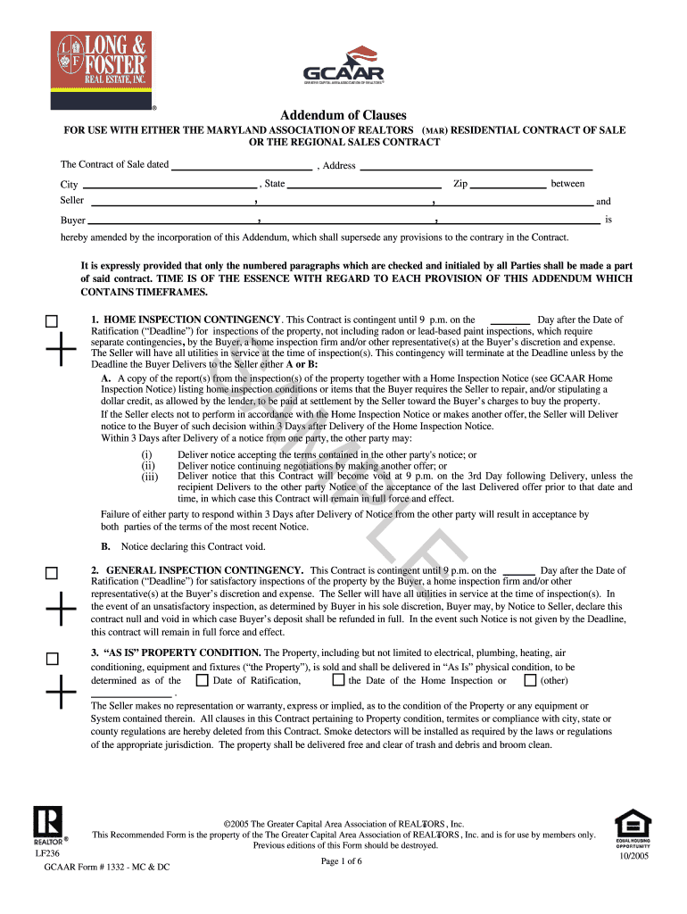 Addendum of Clauses  Form