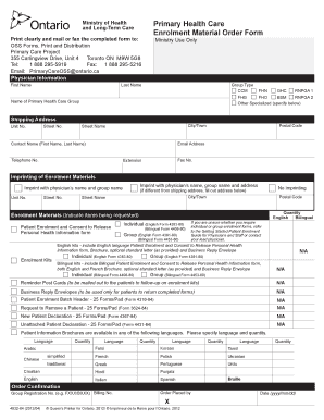 Material Order Form