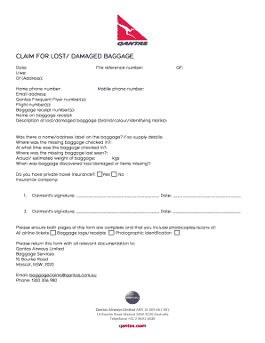  Qantas Damaged Baggage Claim Form 2013