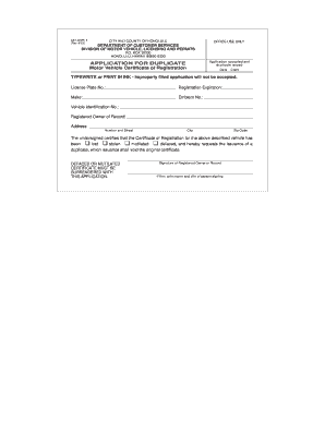 Hawaii Duplicate Registration  Form