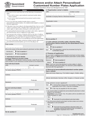 Personalised Plates Qld Form
