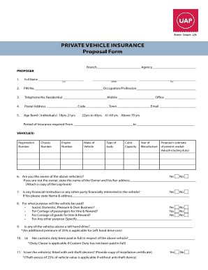 Uap Motor Vehicle Proposal Form