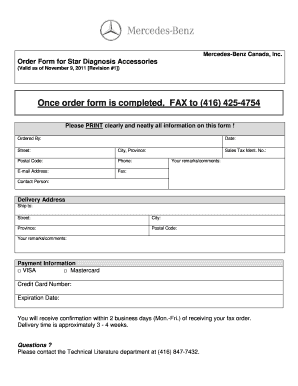 Mercedes Benz Application  Form
