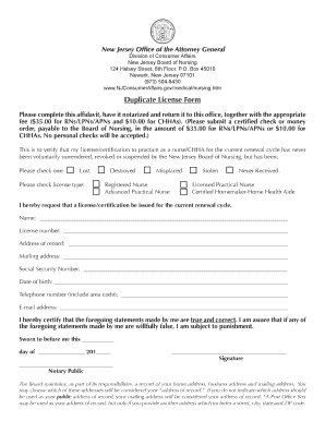 Duplicate Cosmetology License Nj  Form