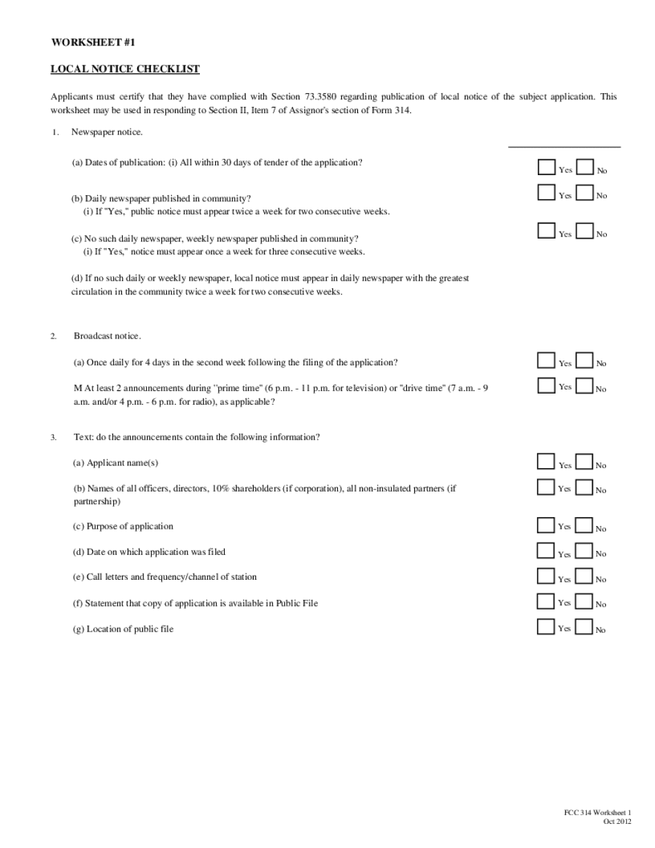 INSTRUCTIONS for FCC 314 APPLICATION for CONSENT to Transition Fcc  Form