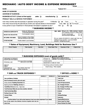 Mechanic Work Sheet  Form