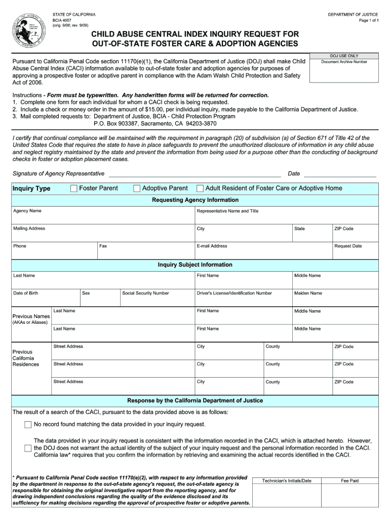 California Bcia  Form