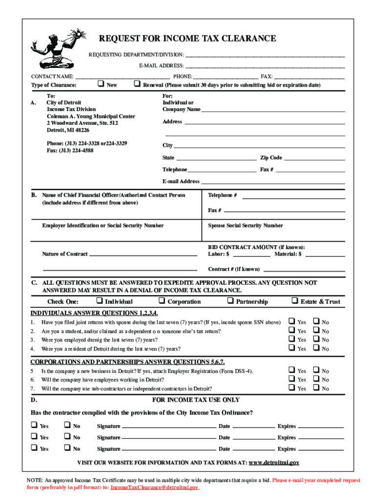  City Detroit Form 2010