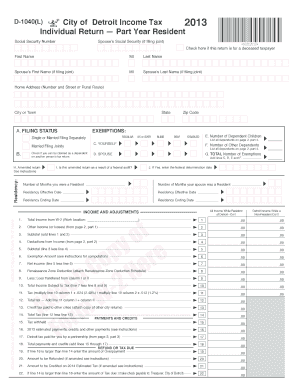 Form D 1040L City of Detroit Detroitmi