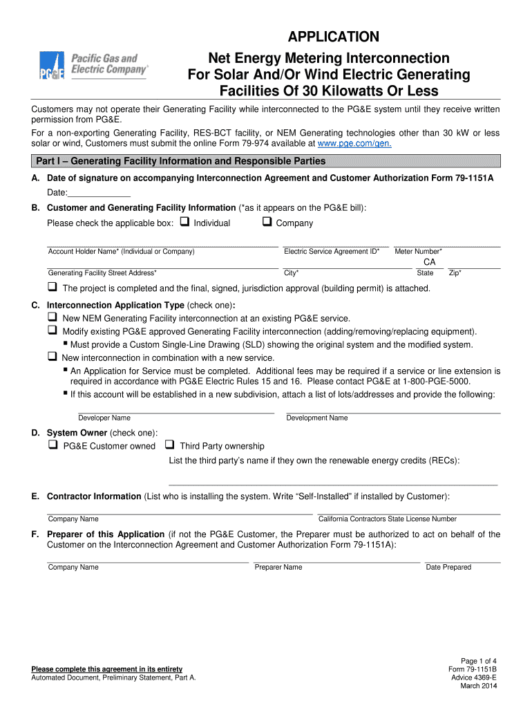  Application 79 1151B Pacific Gas and Electric Company 2014