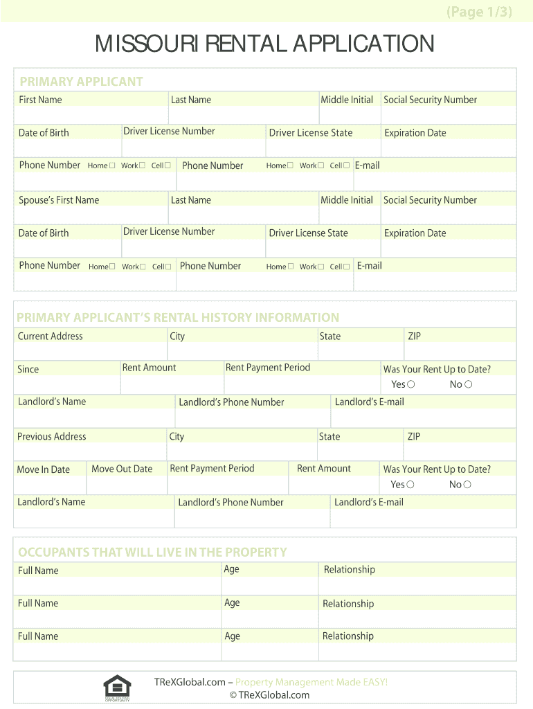 Missouri Rental Application Form